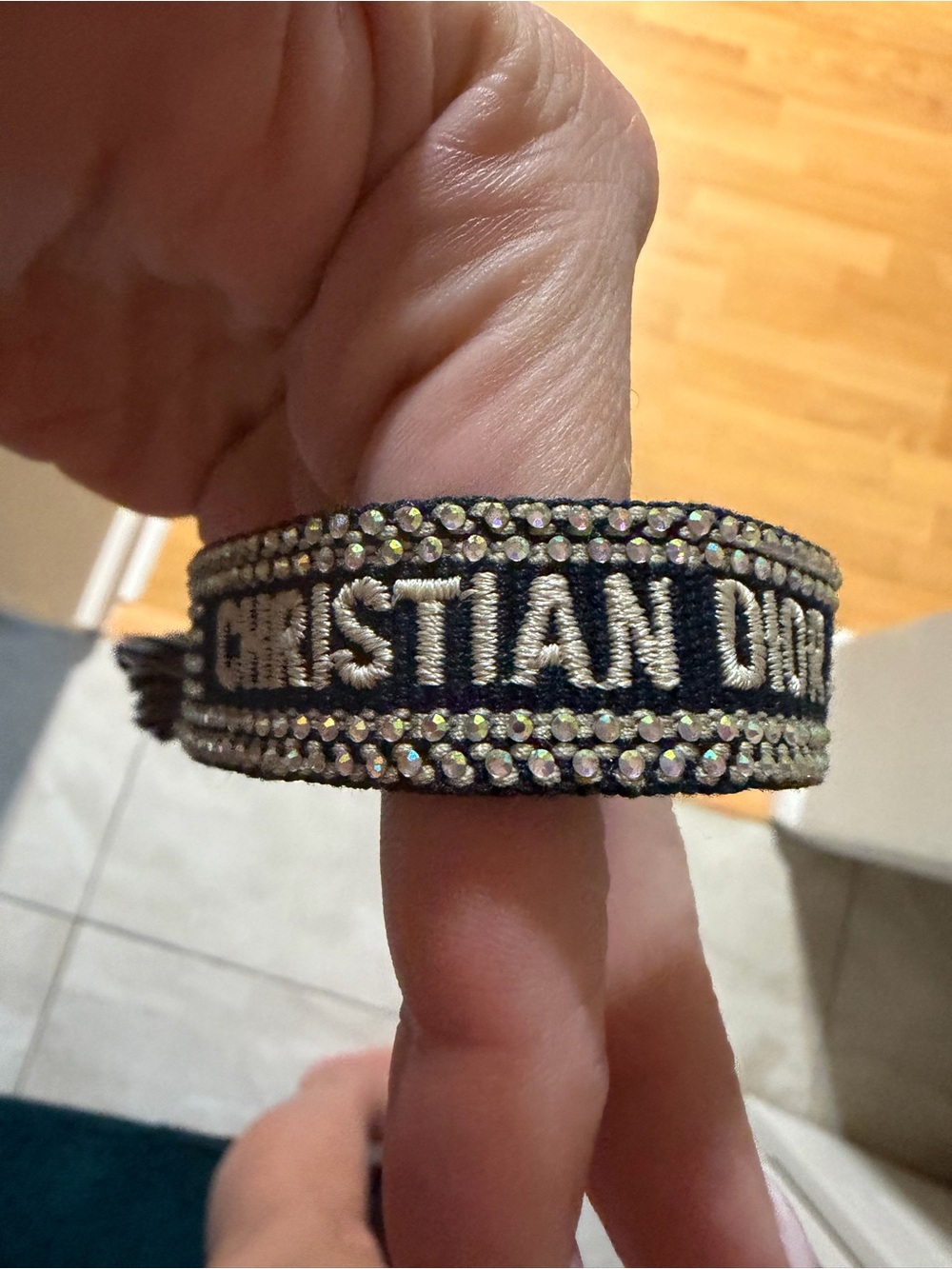 Dior Black and White embellished sparkly Logo Bracelet - Picture 11 of 14